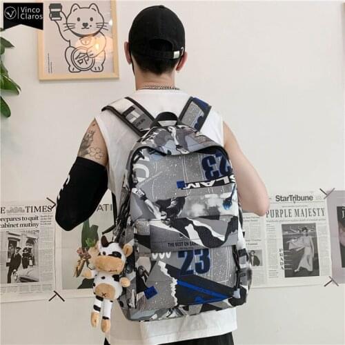 Fashion Graffiti Backpacks for Teenager Boys Hip Hop Streetwear Mens Backpack Lightweight Nylon School Bags Trend Girls Bookbag