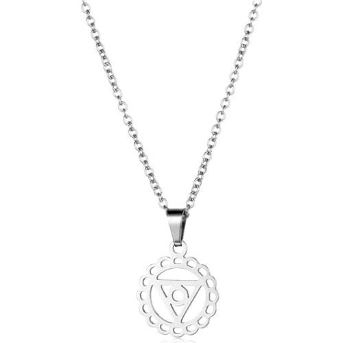 Stainless Steel Hollow Lotus angel eyes Geometric Round Triangle shape Pendant Necklace Woman Mother Girl Gift Wedding Jewelry
