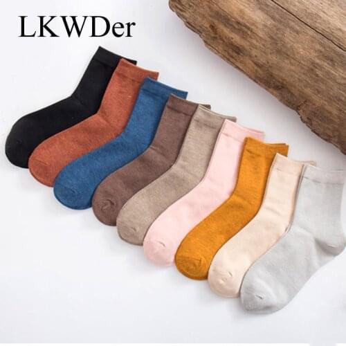 LKWDer 5 Pairs Spring Womens Socks Harajuku Solid Thin Candy Color Colorful Bamboo Fiber Socks Comfort Ladies Female Sock Meias
