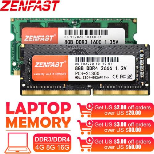 ZENFAST DDR3 DDR4 8GB 4GB 16GB Laptop Ram 1333 1600 2133 2400 2666MHz 240pin Sodimm Notebook Memory