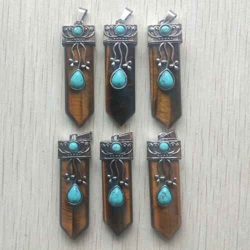 Wholesale 6pcs/lot new fashion natural tiger eye stone arrow shape pendants for necklace jewelry marking free shipping