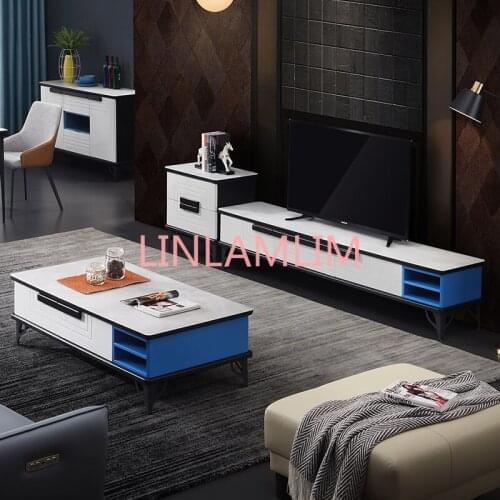 TV Stand unit modern Living Room + coffee centro table+ side cabinet, Home Furniture tv led monitor stand mueble tv cabinet mesa