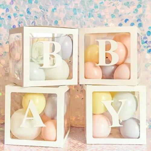 Letter A-Z Transparent Gift Boxes Kid Birthday Baby Shower Party Decoration Boxes Wedding Birthday Party Event Decorations Gifts
