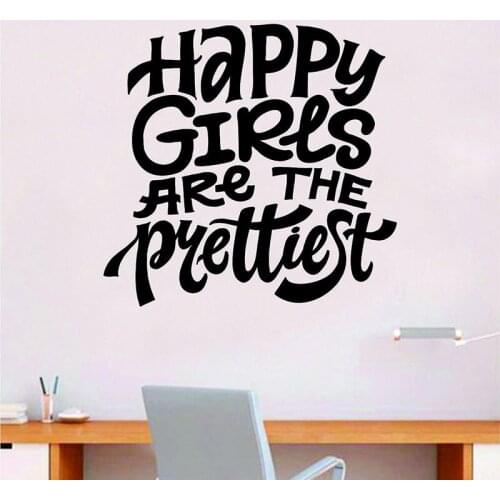 Happy Girls Are The Prettiest Quote Vinyl Wall Stickers Decal Home Decor Living Room Art Mural Gift