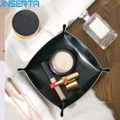 JINSERTA PU Leather Folding Tray Dice Rolling Tray Collapsible Wallet Coin Key Phone Watch Trinket Desktop Sundries Storage Box