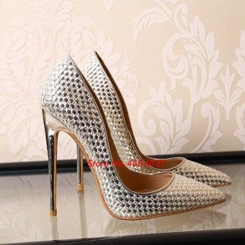 Silver/Gold/Black Woman High Heels Slip-On Pumps Stiletto Heel Womens Shoes Pointed Toe Party Dress Shoes