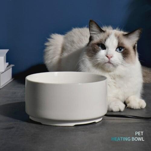 KIMPETS Smart Heat Cats Bowl Ceramics Neck Protection Dogs Bottles Anti-overturn Drinking Water Pets Bowl
