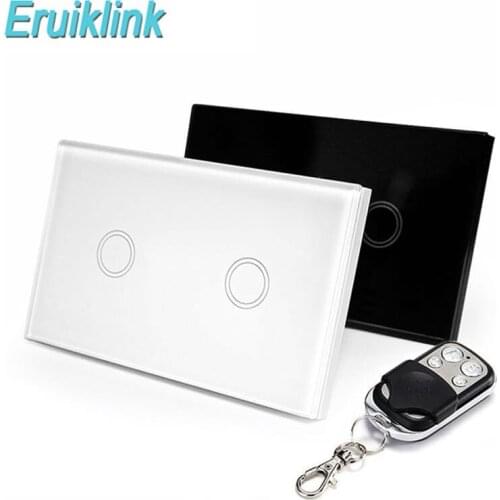 Eruiklink RF433 Smart Switch Universal Remote Intelligent Switch Interruptor 2 Gang 1 Way Touch Switch Panel Smart Home Switch