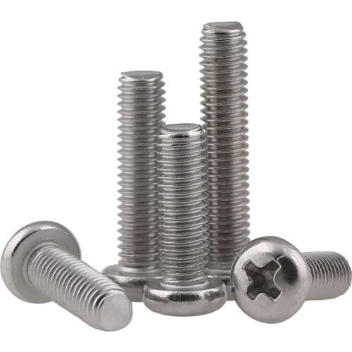 316 stainless steel round head screw gb818 half round head / pan head cross slot machine tooth screw M4 M5 M6 M8 10PCS