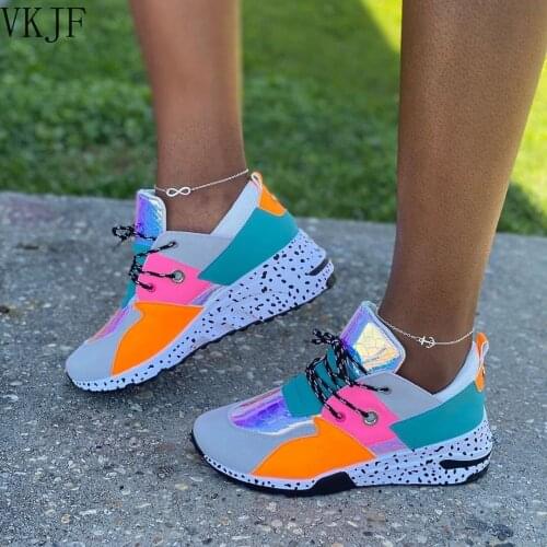 2021 New Women Casual Shoes Breathable Ladies Sneakers Leopard Print Faux Fur Sneakers Lace-up Platform Sports Shoes Women