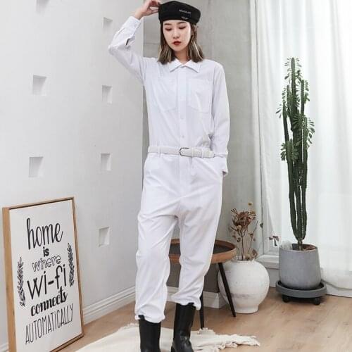 Tooling Jumpsuit womens spring and summer 2021 new style foreign style fashion handsome white Jumpsuit pants big size high stre