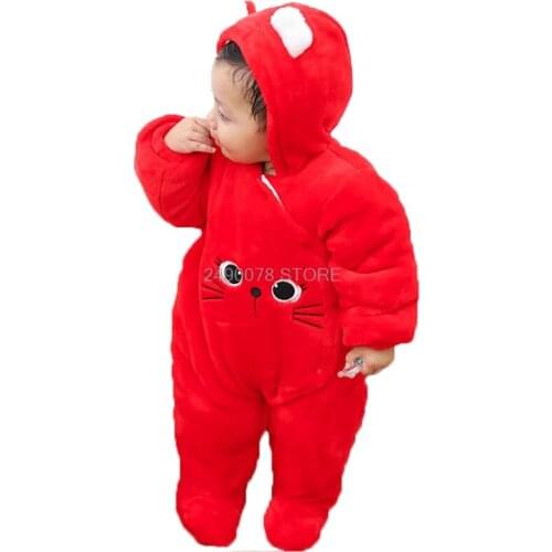 Newborn Baby winter thick warm rompers Boys Soft jumpsuit girls Flannel outerwear infant toddler boys cartoon hoddies rompers