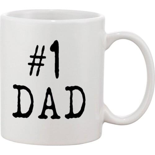 #1 Dad Mug Gift For Dad And Grandpa! Ceramic Tea Coffee Cup Mugs (11 oz.)