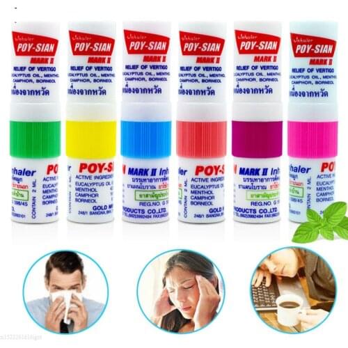 1PC Thailand Nasal Inhaler Poy sian Mark 2 Herbal Nasal Inhaler Poy Sian Stick Mint Cylinder Oil Brancing Breezy Asthma