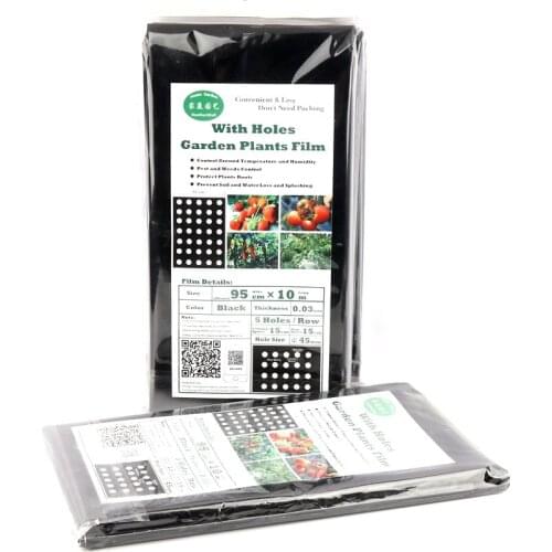 2 Bags 5Holes 95cm*10m Garden Film Agricultural Plants Vegetable Black Film Plastic Perforated PE Mulch Film Mulching Membrane