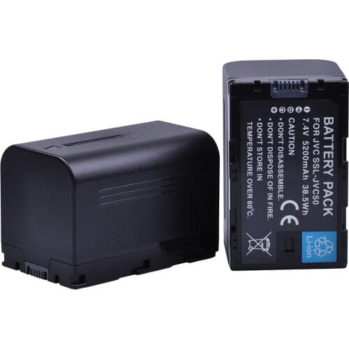 2x 5200mAh SSL-JVC50 SSL JVC50 Bateria for JVC SSL-JVC50 GY-HMQ10 GY-LS300 GY-HM200 GY-HM600 GY-HM600EC GY-HM650 GY-HM250 Camera