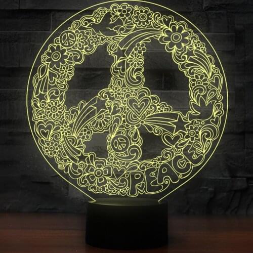 3D Art Peace Dove Sign Shape Night Lights 7 Colors Changing Creative Home Office Decor USB Table Lamp for Friend Best Gift