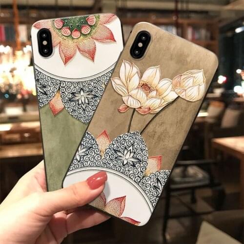 3D Embossed Lotus Phone Case for Xiaomi Redmi Note 7 8 9 Pro 8T 7A 8A Mi 10 9 8 Lite 9T CC9 CC9e Capa Soft back Covers