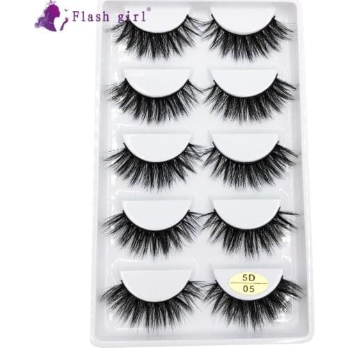 Wholesale 5D series 5pairs/tray Professional 100% handmade 5 Pairs flash girl Natural thick Long Fake Eyelashes