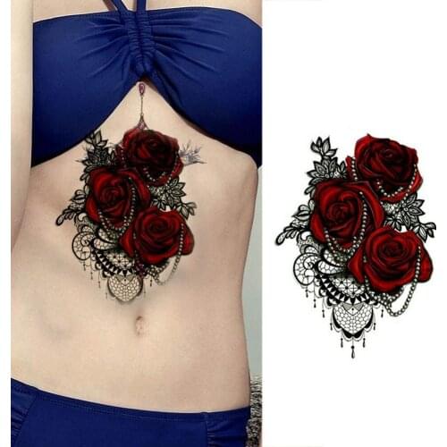 5pc Beauty Make up Fake Temporary Tattoos Stickers Rose Flowers Women Tattoo Big Tattoo on Flash Shoulder Arm Waterproof Bo T2S7