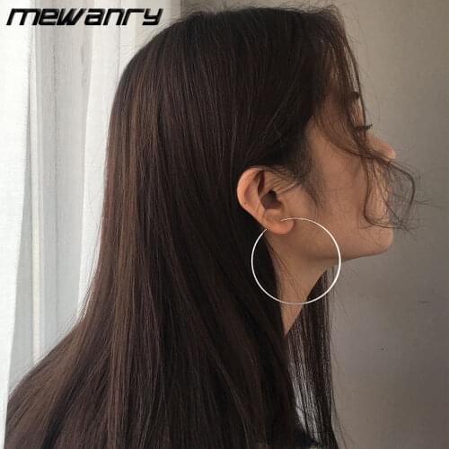 Mewanry 925 Sterling Silver Big Circle Earrings for Women New Trend Simple Fine Party Fashion Jewelry Gifts Prevent Allergy