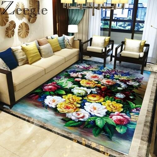 Large Floral Carpet for Living Room Bedroom Sofa Coffee Table Floor Mat Kids Room Bedside Carpet Home Decor Rugs Vintage Carpet