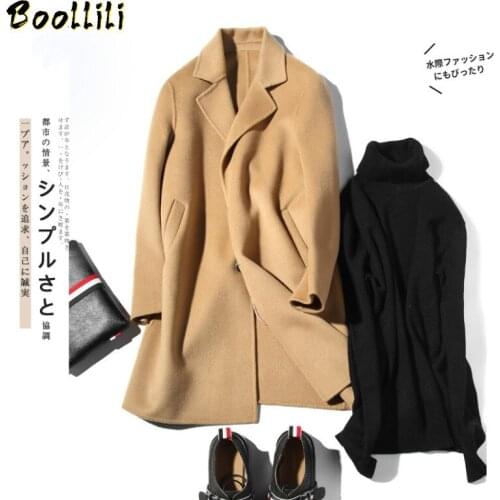 Boollili 100%Wool Coat Handmade Double-sided Spring Autumn Long Man Jacket Plus Size Coat Ocercoat Erkek Kaban