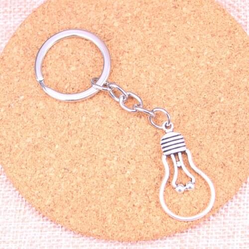 20pcs light bulb Keychain 19*35mm Pendants Car Key Chain Ring Holder Keyring Souvenir Jewelry Gift
