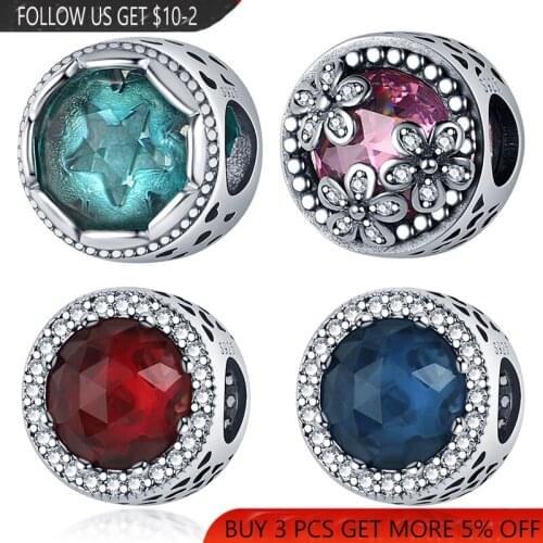 925 Sterling Silver Luxury Four-Color Hollow Heart Beads Charms Fit Original Pandora Bracelet&Bangle Making DIY Women Jewelry