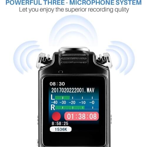 Digital Audio Voice Recorder Pen Mini Lossless Color Display Activated Sound Dictaphone MP3 Player Recording Noise Reduction