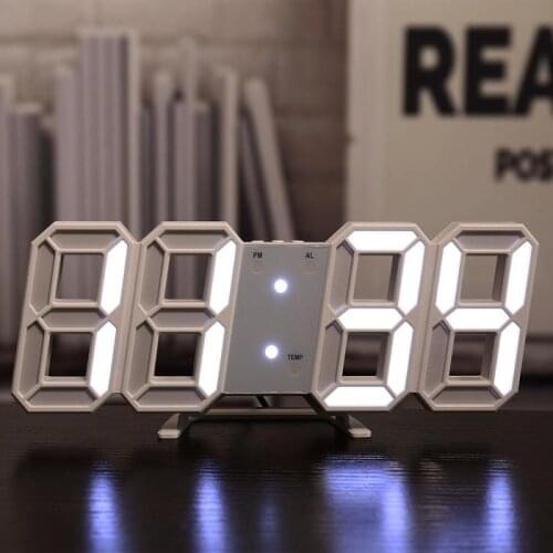 Modern Design Digital Wall Clock Snooze Time Date Temperature Display Creative Digital Alarm Home Living Room Kitchen Decoration