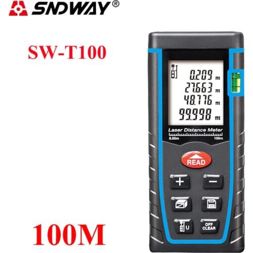 SNDWAY 100M/80/60/40M Laser Distance Meter Laser Rangefinder Trena Laser Bubble Level Range Finder Building Measure Tape Tester