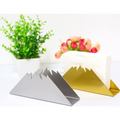 Nordic Gold Napkin Holder Modern Stainless Steel Upright Paper Towel Dispenser Kitchen Dining Table Snow Mountain Tissue Holder