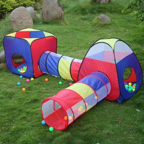 Childrens Tent Indoor and Outdoor Crawling Folding Game House Four-piece Basketball Pool Tunnel Tent House Baby Toys