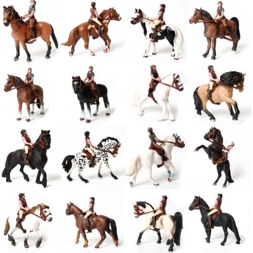 Simulation Assorted Colors Equestrian Knight Rider Horse Figurine,PVC Rider figure Doll Model toy Horse Sadle Decoration Gift