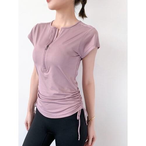Gym Yoga Shirts Women Zipper Half Sleeve Sport Top Fitness Tops Outdoor Running Cycling Elastic Training Sports T-shirt 2021