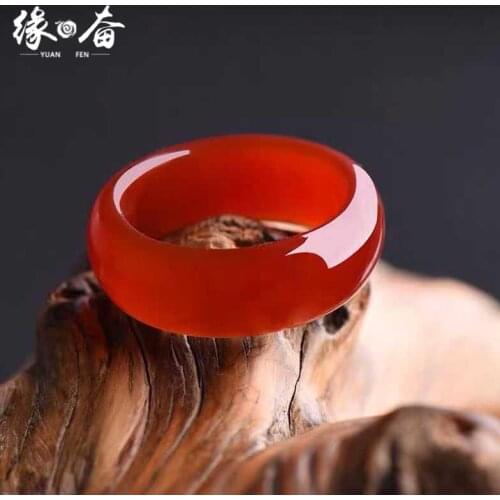 Natural agate red jade rings jewelry gemstone band ring jade stones for women jewellery luxury jewelry women rings