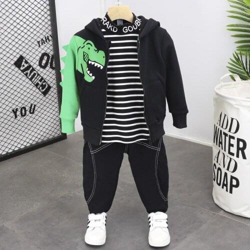 2 3 4 5 6 Years Toddler Boys Clothing Sets Thicken Casual Stripes Long Sleeve Sweatshirt Jacket Pants 3pcs Boy Sport Suits New