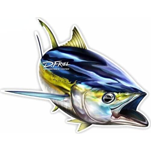Creative Fine Decal YellowFin Tuna Fine Car Stickers Waterproof Car Styling Vinyl Material Sunscreen Custom Printing kk13cm