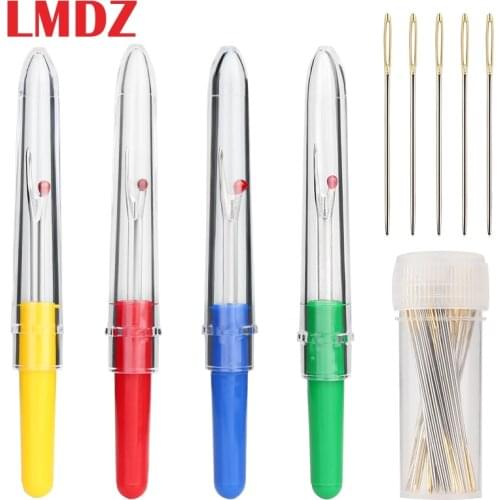 LMDZ 24Pcs Plastic Handle Craft Thread Cutter Seam Ripper Stitch Unpicker Kit Cross Stitch Needles Gold Tail Needle Sewing Tool