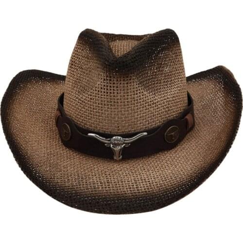 Top Selling Retro Western Cowboy Hats Men Women Vintage Riding Hat Sun Hats Leather Belt Wide Sunscreen Cap кепка мужская