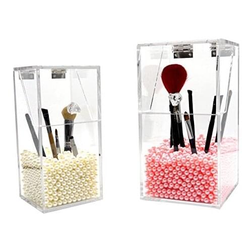 MEYA Acrylic Makeup Cosmetics Organizer Brush Holder Lipstick Puff Drawer Dustproof Box With Free Pearl many sizes