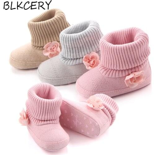 Newborn Fashion Baby Boots for Girl Princess Shoes Newborn Boot Infant Booties Toddler Brand Buty with Pink Flowers Shower Gift
