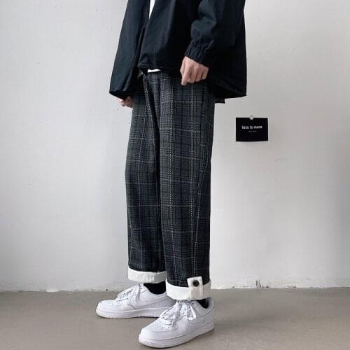 Fashion Mens Winter Harem Pants Men Streetwear Warm Trousers Woman Jogging Pants Harajuku Style Casual Plaid Pants Oversized