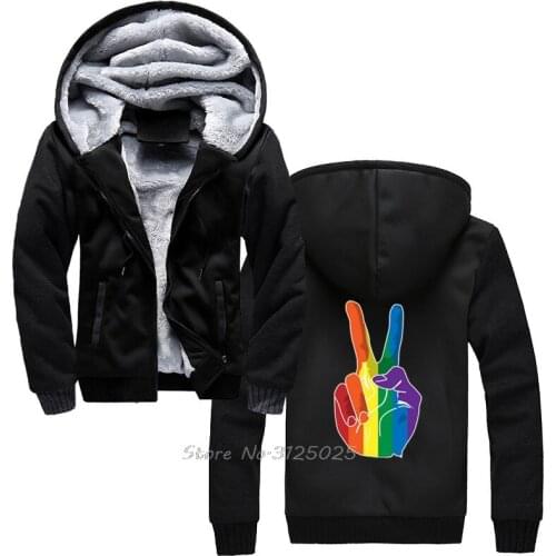 Men Rainbow Gay Lesbian Pride LGBT Hoodie Men Winter Warm Thick Sweatshirt Hoody Streetwear Hoodies Harajuku