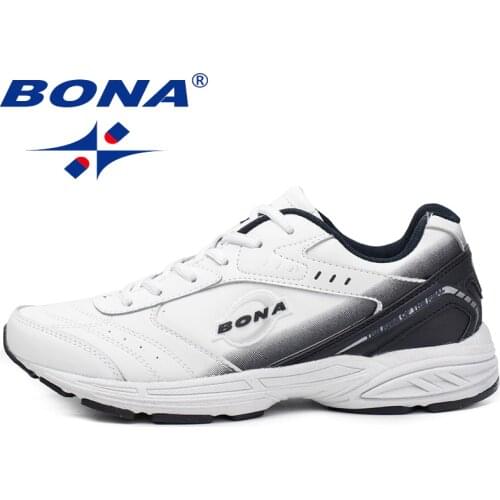 BONA New Men Running Shoes Lace Up Men Loafers Split Leather Men Flats Outdoor Sneakers Casual Shoes Zapatillas Sports Shoes