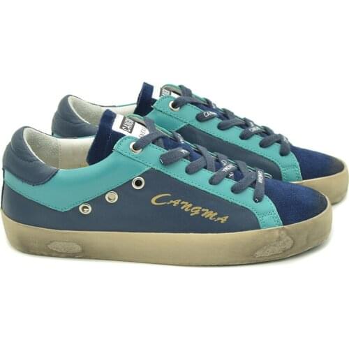 CANGMA Luxury Brand Designer Men Casual Shoes Navy Blue Low Top Genuine Leather s Sneakers Male 2021