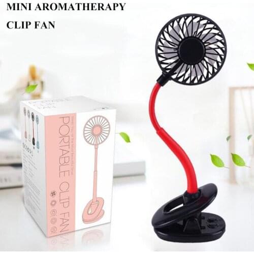 Portable Mini Aromatherapy USB Clip Fan Rechargeable Electric Small Fan Summer Outdoor Travel Hanging Bendable Cooling Fans