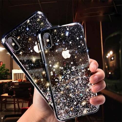 Transparent Glitter Case For Samsung Galaxy A51 A50 S20 S21 FE Ultra Plus A21 A31 A41 A71 A70 A40 A30 A20 A10 Protection Cover