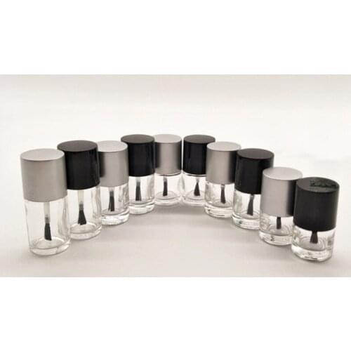 50pcs/lot 10ml Empty Transparent Glass Nail Polished Bottle with A Lid Brush Cosmetics Packaging Nail Bottles